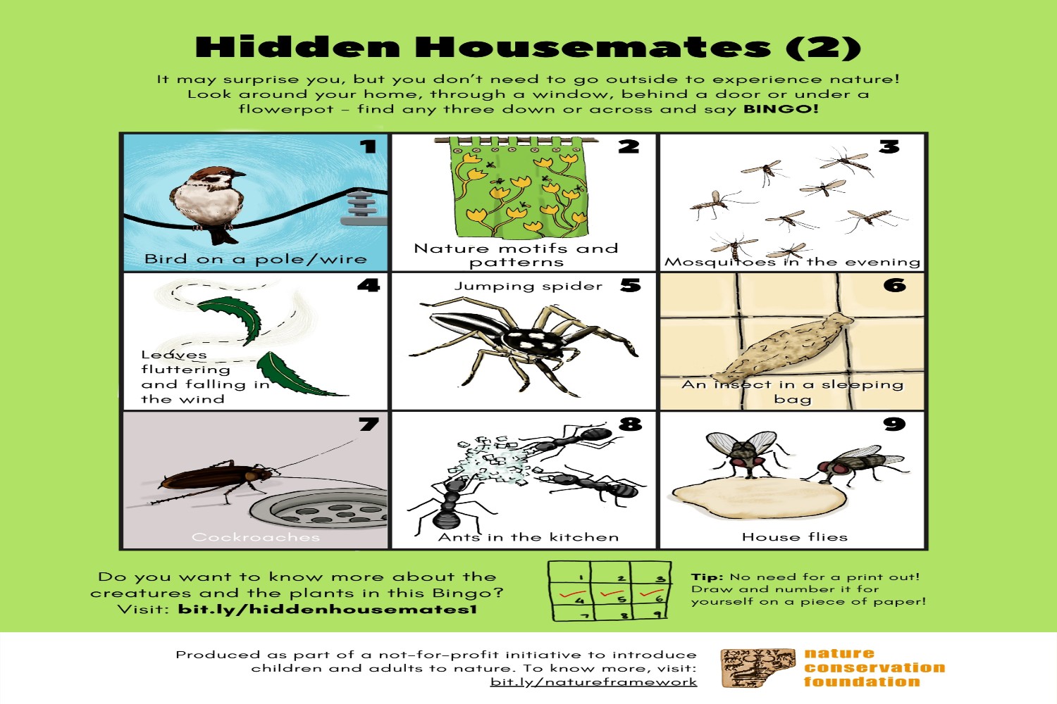 Hidden Housemates bingo sheet