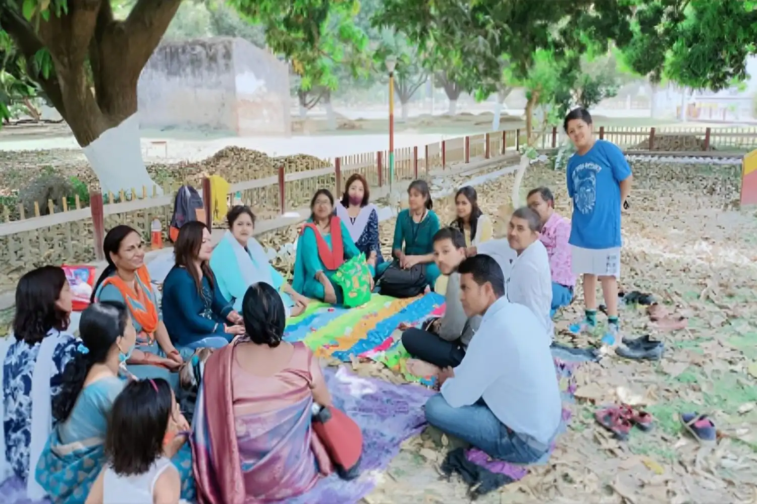 sitting together and chatting