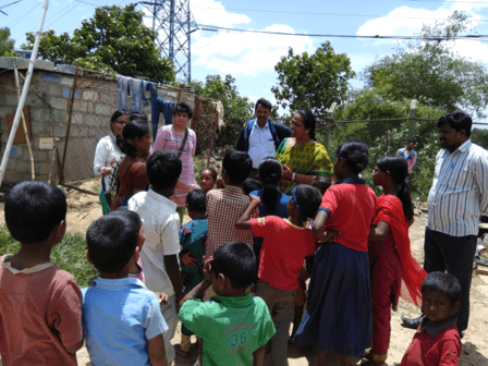 Gubbachi team engaging with children and families
