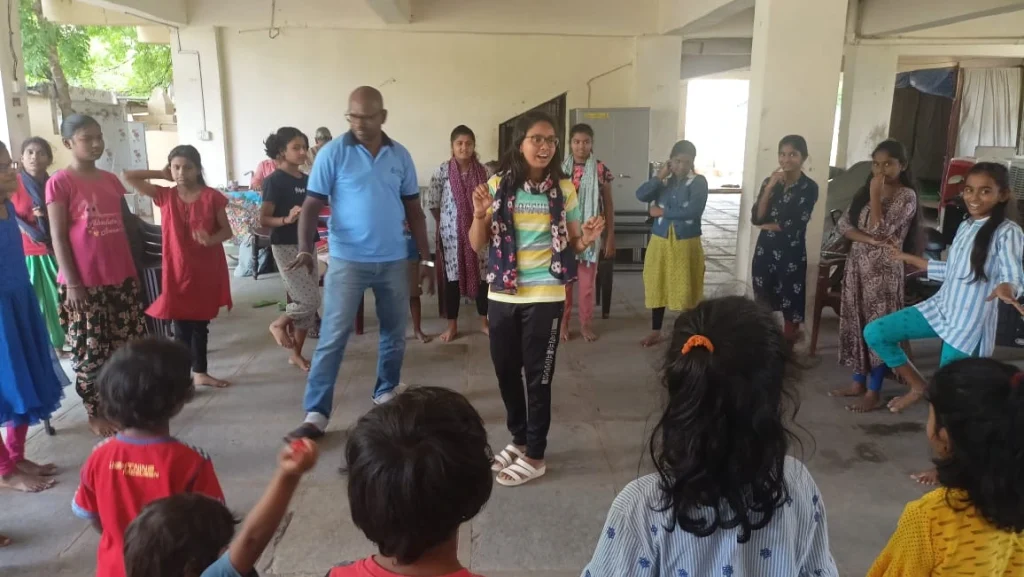 Volunteers in action in an orphan home visit